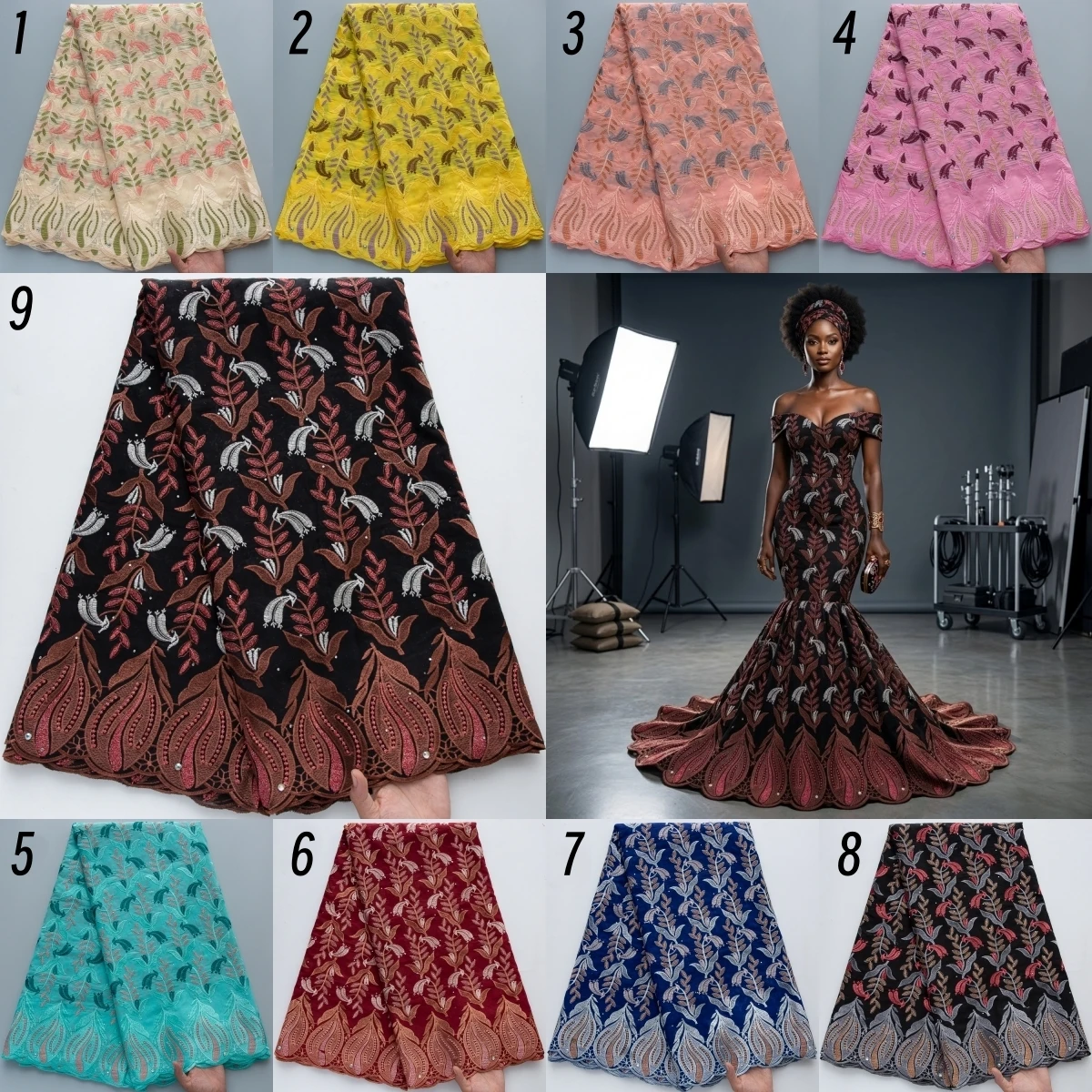 2026 High Quality African Swiss Voile Lace Fabric, Embroidered Nigerian Cotton Dry Lace For Party Dress 5Yards