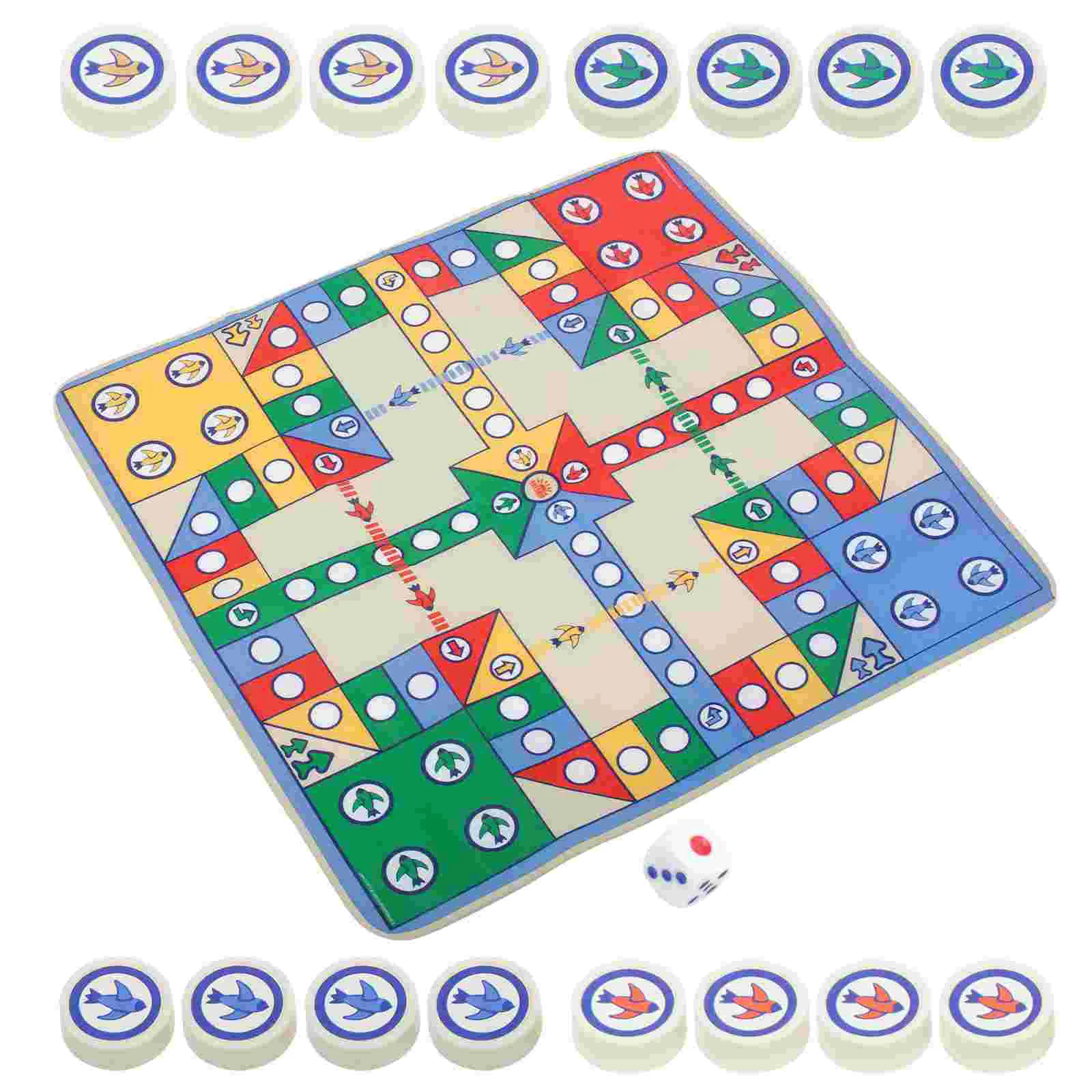 Flying Chess Carpet Aeroplane Chess Rug Playmat Fun Family Parent-child Game Party Game Travel Game (82 x 82cm, EVA Chess Pieces