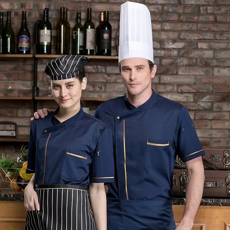Vendita all'ingrosso unisex cucina chef uniforme estate manica corta traspirante hotel abbigliamento da lavoro ristorante abiti da lavoro chef utensili