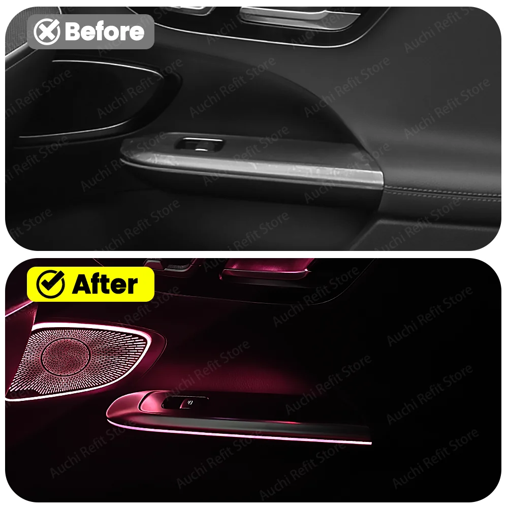 64 Color LED 4 Door Handrail lights Ambient Light，Mercedes Benz C Class W206 GLC Class X254 Armrest light Atmosphere Lamp