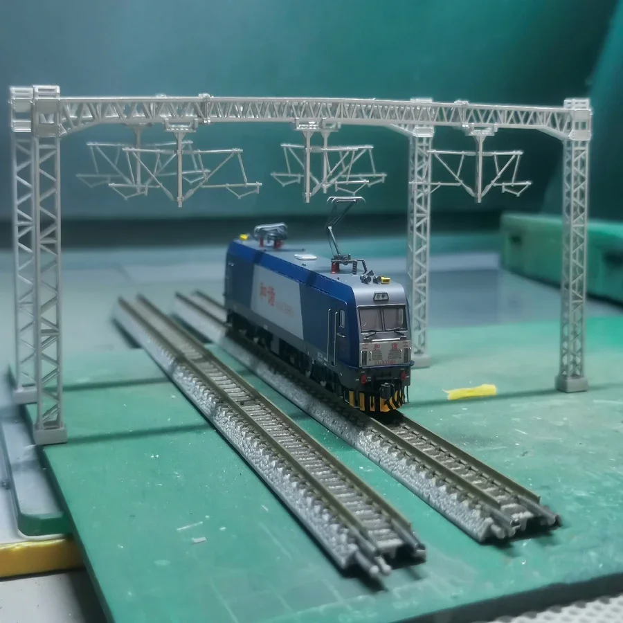N scale 1/160  Railway track contact network Lattice hard span Grid Crossbar  Contact network truss span