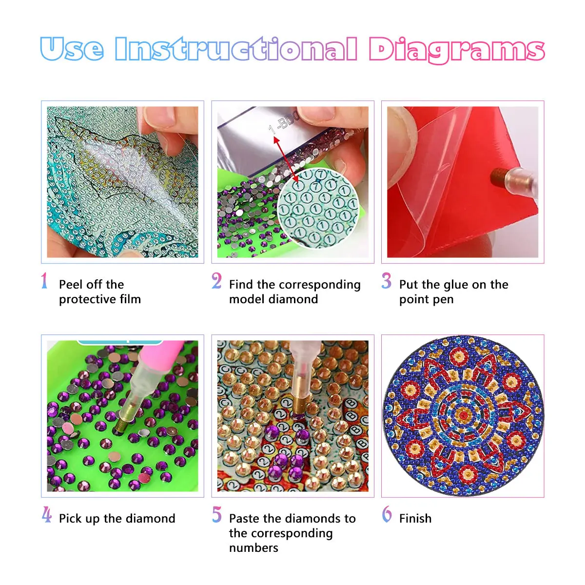 8 قطعة/مجموعات الماس اللوحة كوستر ماندالا الماس التطريز الوقايات Diy بها بنفسك الحرف لوازم للمبتدئين غرفة الطعام ديكور #3