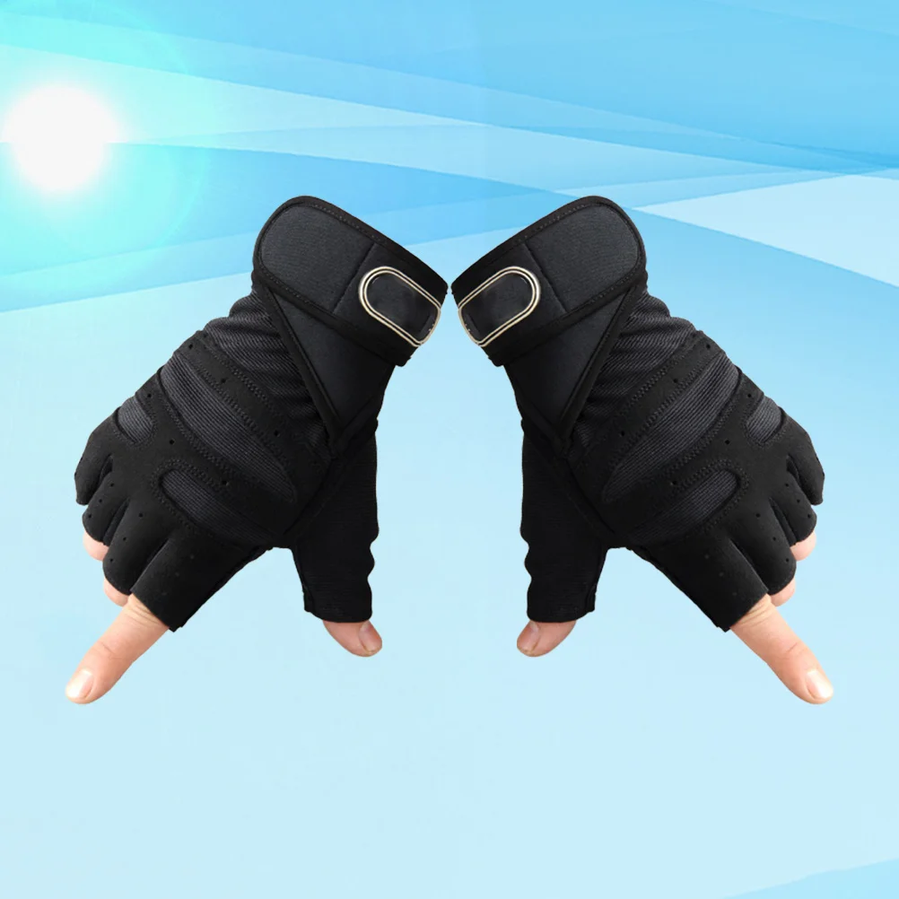 

1Pair Half-Finger Fitness Gloves Men Outdoor Breathable Elastic Comfortable Riding Weightlifting Gloves Thickened Palm