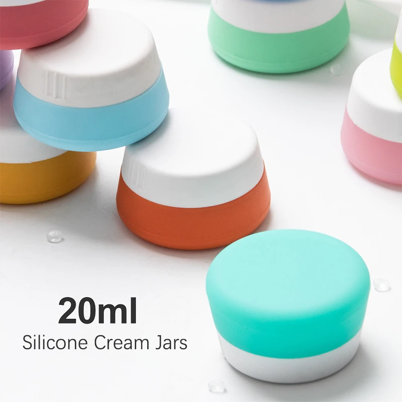 Barattoli di crema in Silicone da 20ml vasi vuoti riutilizzabili bottiglie di crema per il viso Dispenser portatile contenitori da viaggio a prova di perdite per articoli da toeletta