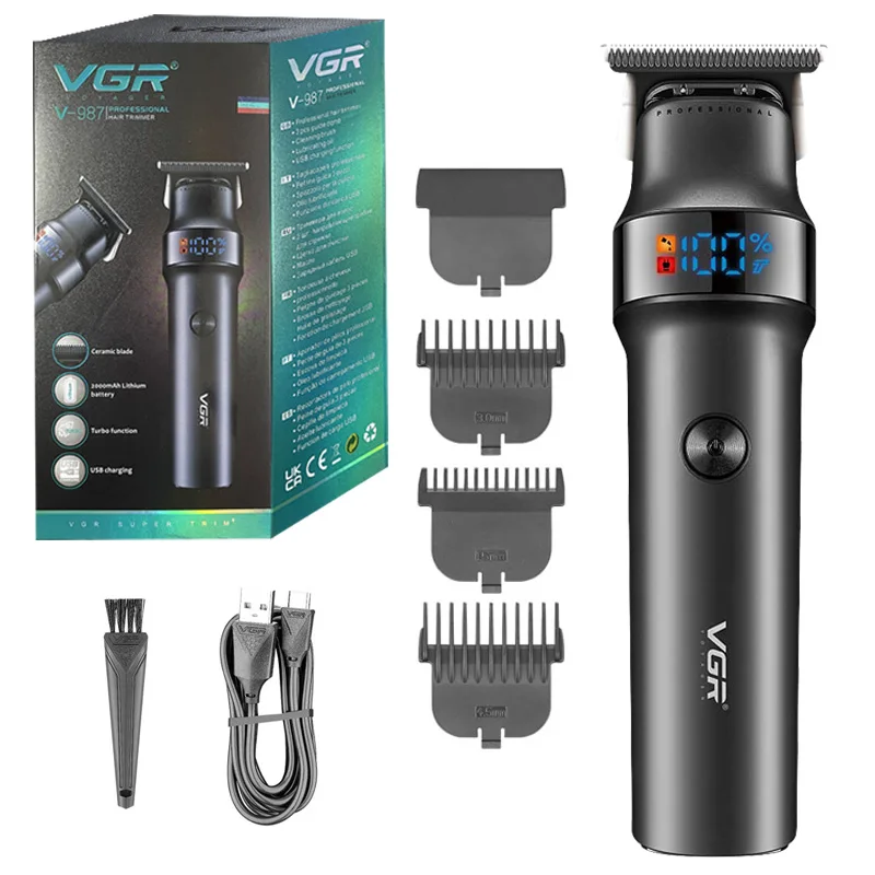 Original VGR-987 Men's New Electric Hair Clipper Super Long Battery Life Hair Clipper Smart Digital Display Household Hair Trimm