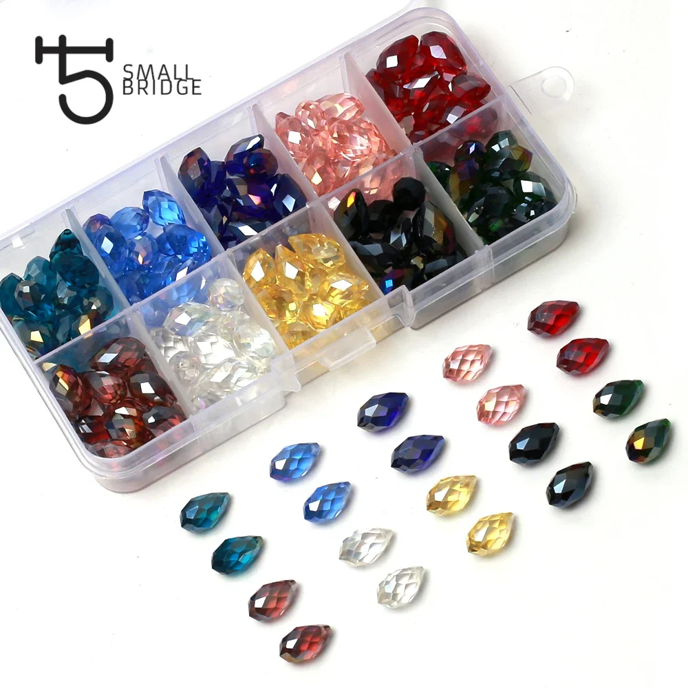 Austria Teardrop Crystal Bead Set AB Color Faceted Glass Bead Box Loose Spacer Bead Kit for Jewelry Making Diy Bracelet Necklace