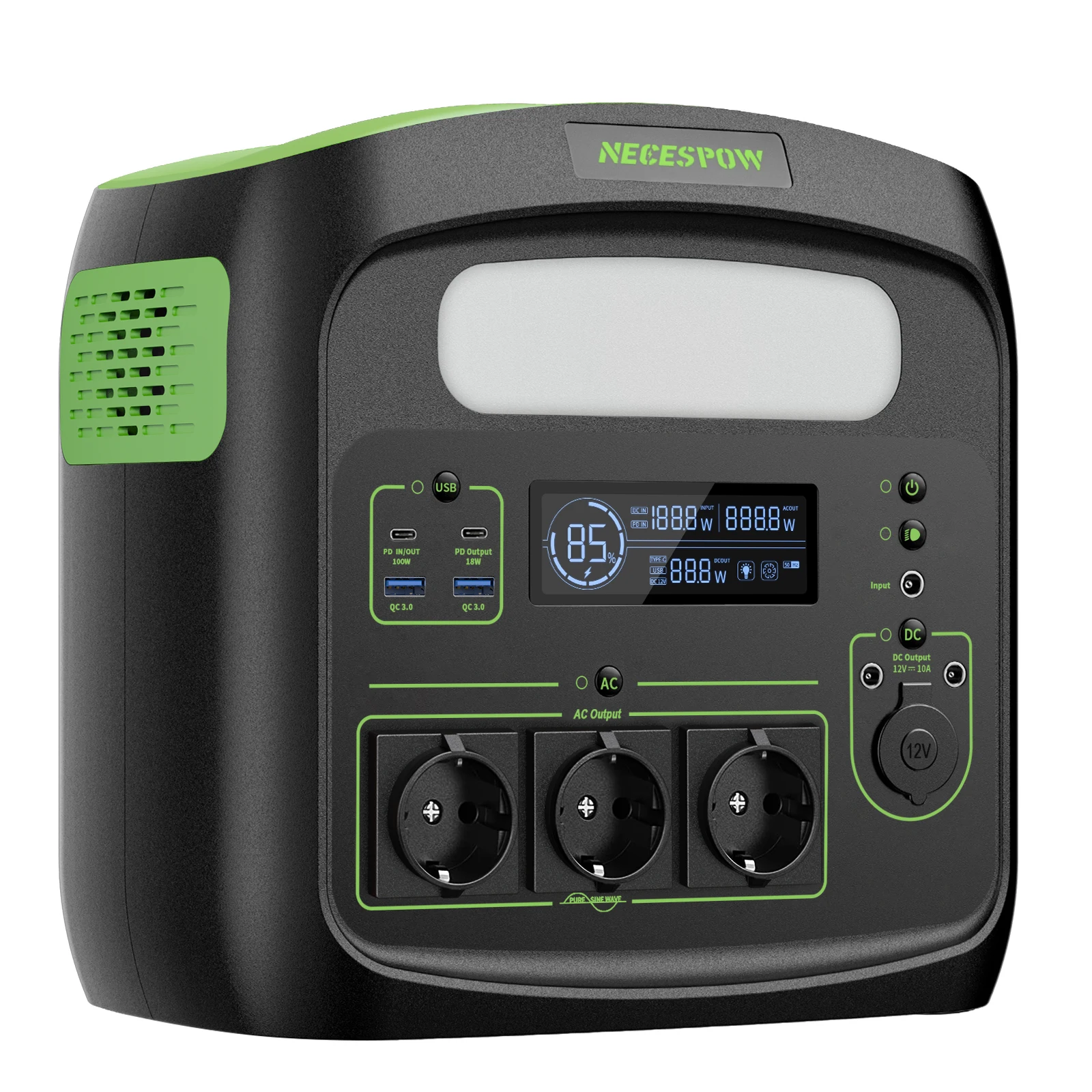 Tragbare Powerstation NECESPOW N7576 700W Spitzenleistung 1400W 483,84Wh 230V PD100W Schnellladung für Notfall-Stromversorgung zu Hause