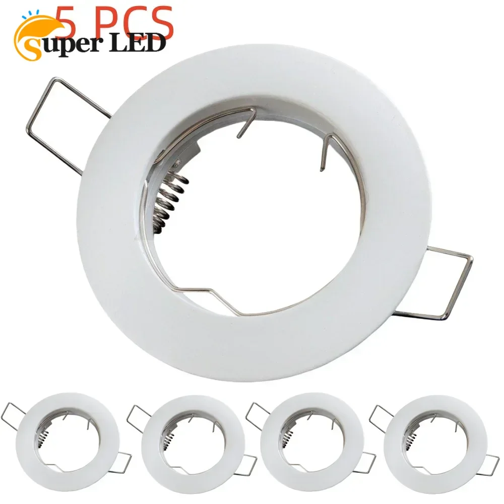 

5pcs Round Recessed LED Ceiling Lamps Holder GU10 MR16 Bulb Spot Lamps Downlight Holder Frame Bracket Fitting Home Decor