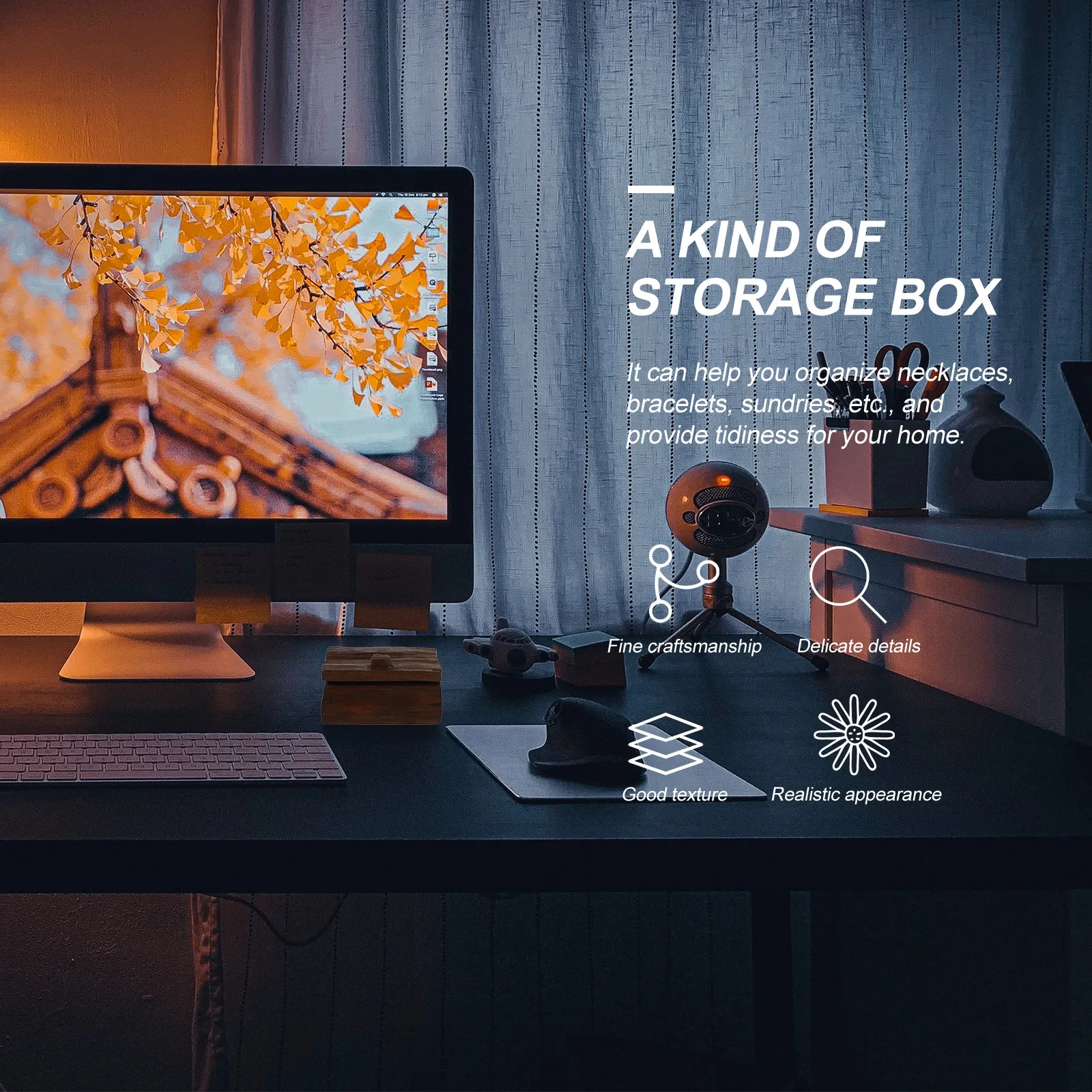 

1Pcs Brown Wooden Storage Box Jewelry Container for Desk Bedroom Dormitory Jewelry Holder Sundry Organizer Home Decor Case