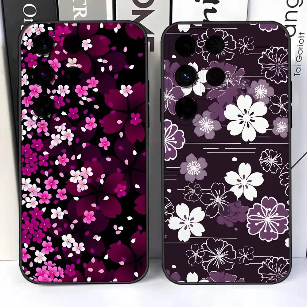 

Cherry Blossom Pink Flowers Phone Case For Samsung S26,S25,S24,Ultra,S20,S30,Plus,S22,S23,Ultra,Plus,5G Soft Black