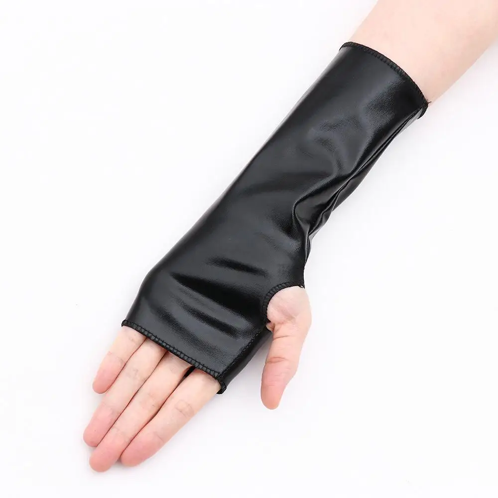 

Cosplay Hip-Hop Dance PU Mittens Halloween Dress Up Leather Gloves Black Gloves