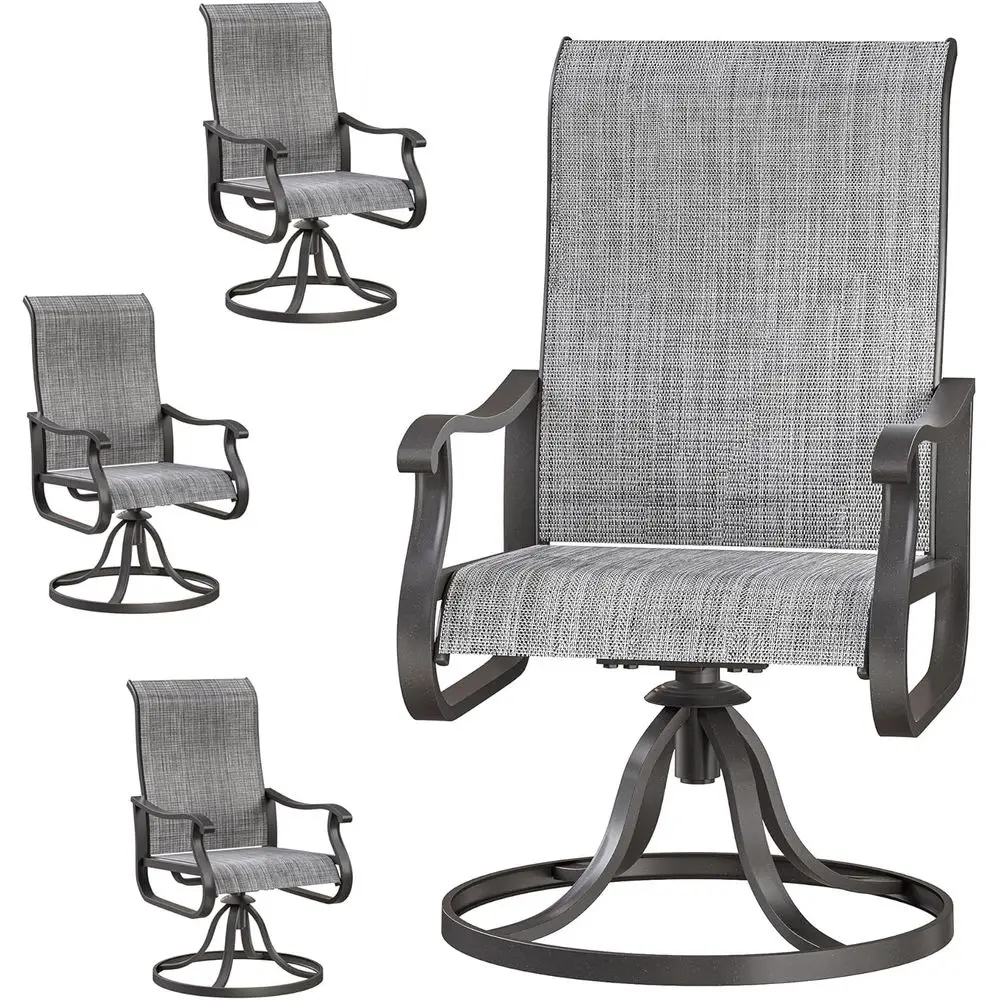 

Patio Swivel Chairs Set o 4, Outdoor Dining Chairs with High Back, All-Weather Swivel Rocker Chair or Lawn, Porch or Garden (Gre