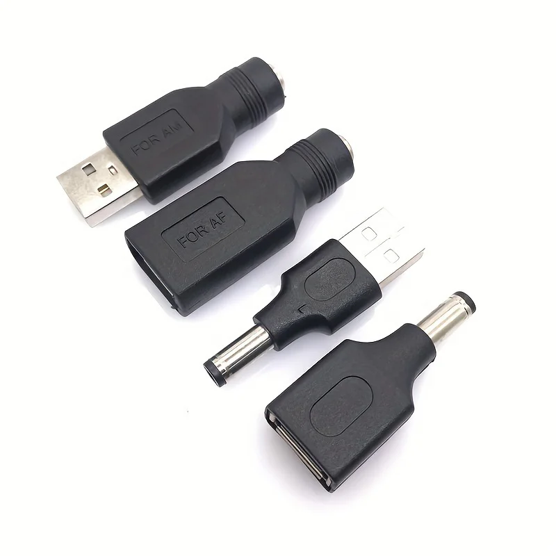 USB-A to DC 5.5x2.1mm Power Adapter Tip Cable, Male/Female DC Jack Connector for 5V