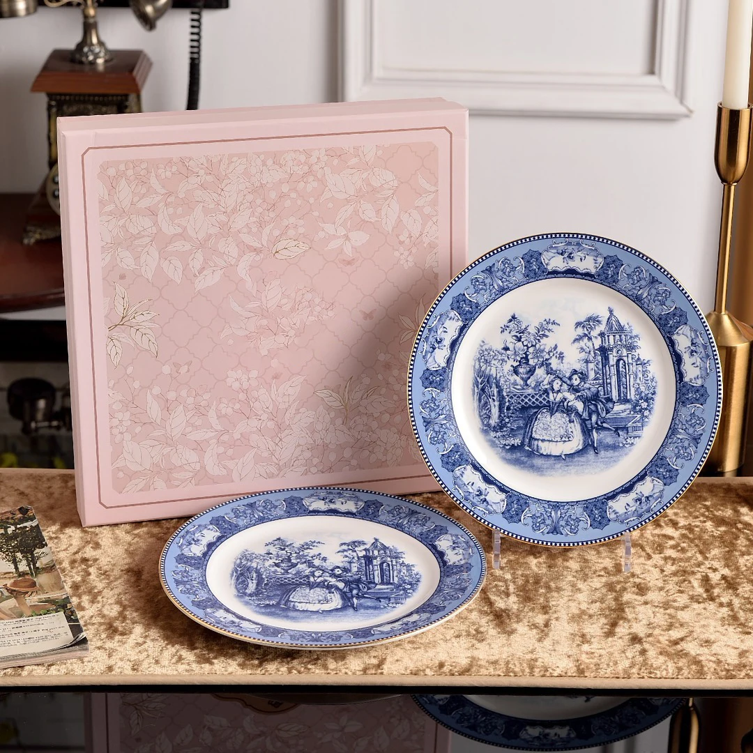 Europäischer Landhausstil Vintage Keramik-Essteller, Hochwertige Luxus-Haushaltssuppenschüssel, Tafelgeschirr, Kaffeetasse und Untertasse, Kanne