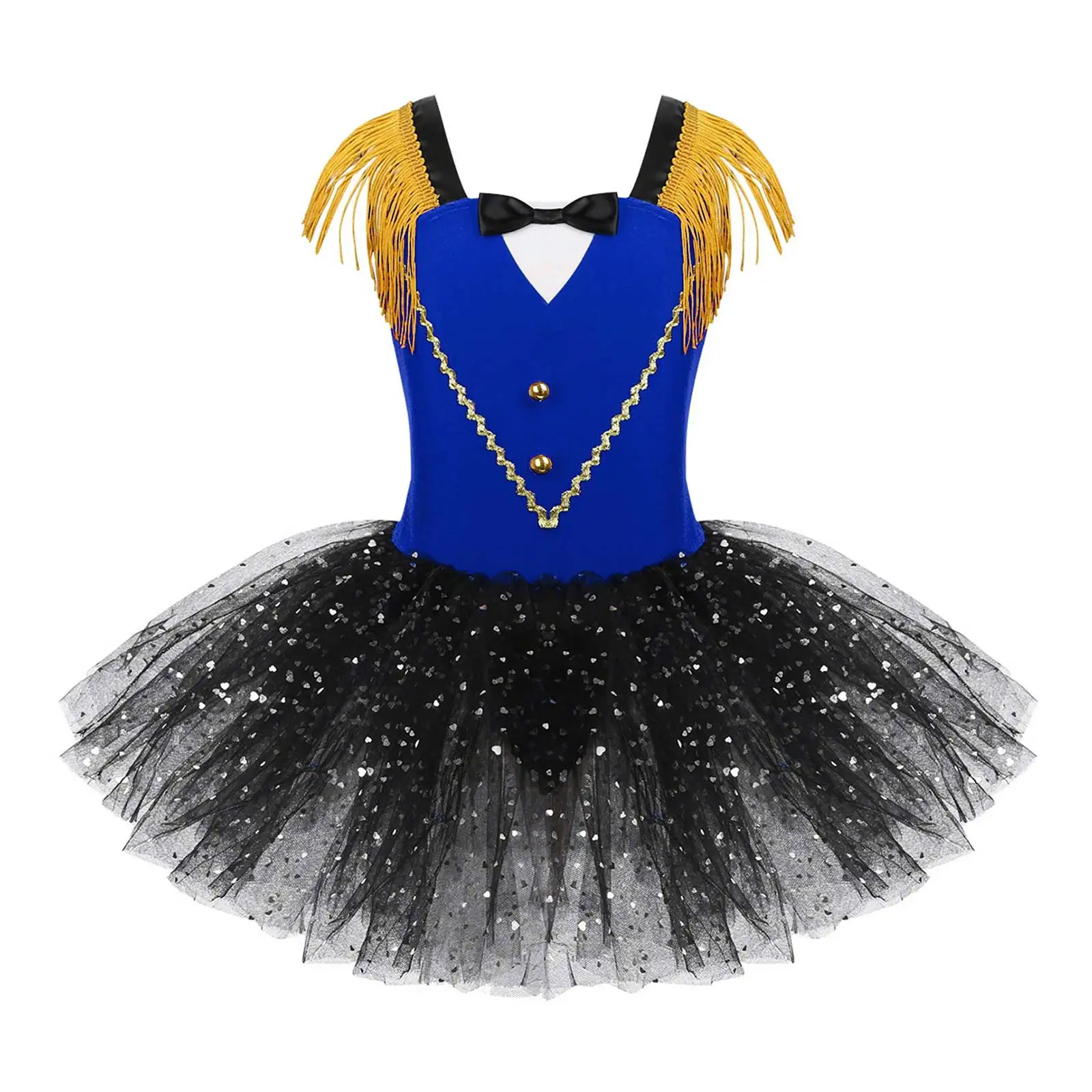 

Girls Circus Ringmaster Dress Halloween Theme Party Cosplay Costume Sleeveless Sequin Tassel Mesh Leotard Tutu Dance Dresses