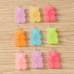 20pcs 11x19mm Cartoon Candy Colors Resin Gummy Bear Charms Pendants for Jewelry Making Drop Earrings Necklaces DIY Crafts Supply