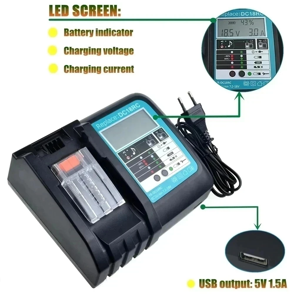 Imagem -06 - Bateria de Iões de Lítio Recarregável com Carregador Led 18v 8000mah Makita 18v 6ah Bl1840 Bl1850 Bl1830 Bl1860 Lxt400 Novo