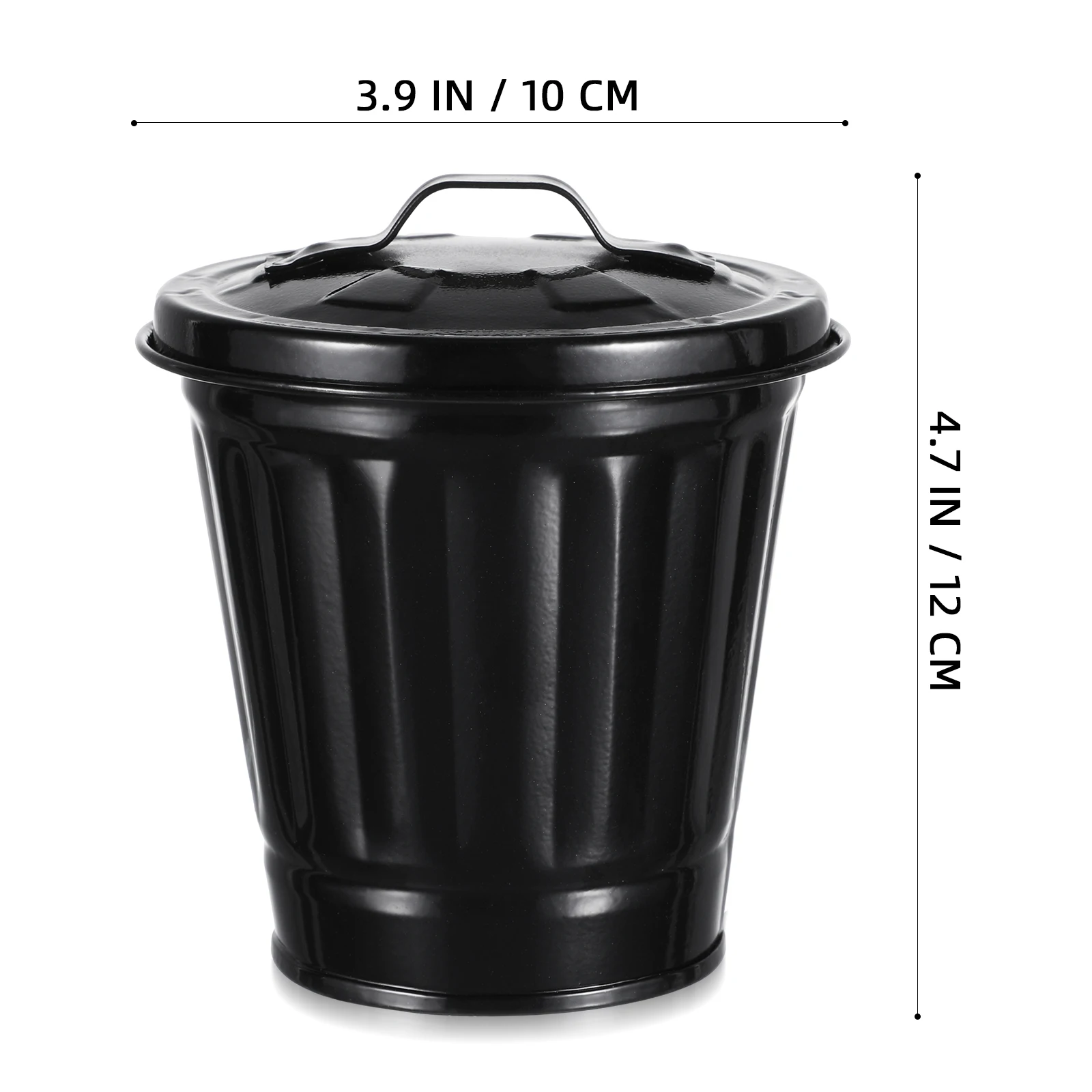 Can Trash Garbage Office Trash Can Mini Waste Lid Desktop Desk Metal Black Basket Creative Covered Living Room Trash Can