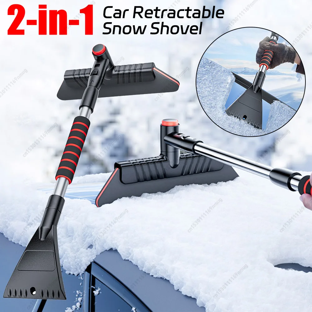2-in-1-Auto-Schneeschaufel, ergonomischer Griff, Windschutzscheibe, Schneeentferner, Frontscheibe, Eiskratzen, Abtauung, Besen, Auto-Reiniger-Werkzeug