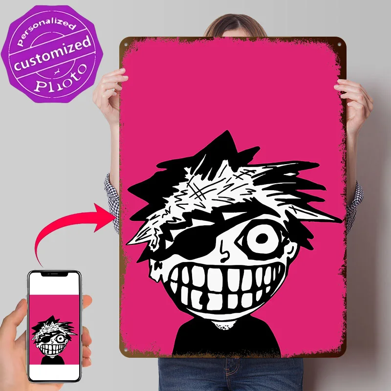 Green to Day Cartoon Character With Eye Patch 3D Texture Metal Poster Customized Wall Art Tin Sign Gift for Mancave Man Cave