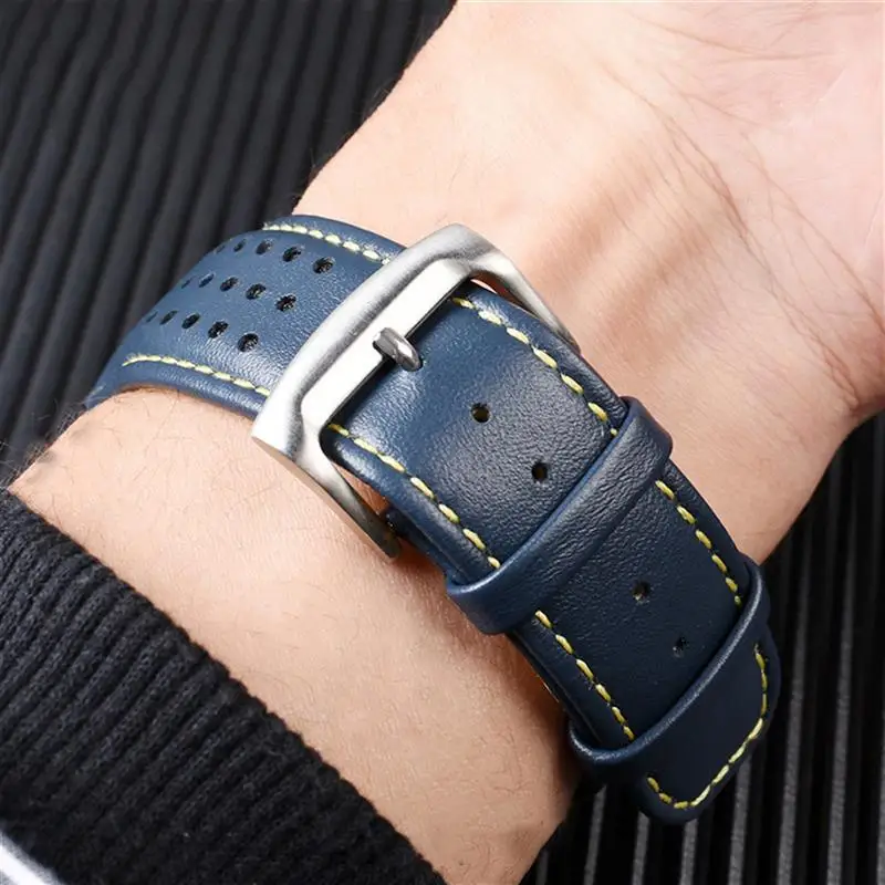 SCHIK Genuine Leather Watch Strap for Citizen Blue Angel Generation AT8020-54L/JY8078 Second Generation Air Eagle Cowhide 22