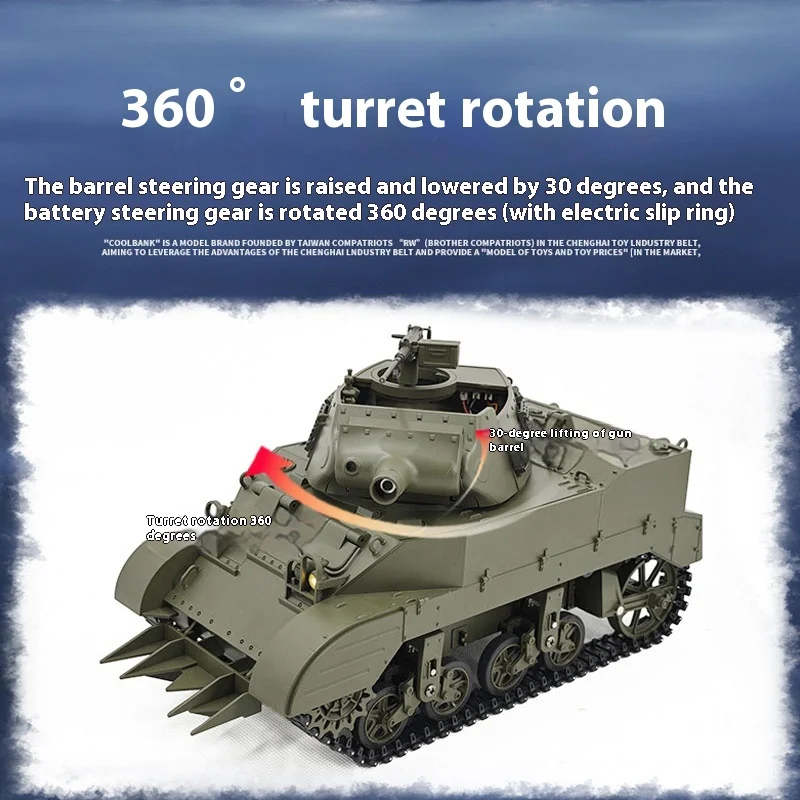 จำลองอเมริกัน M8 ปืนใหญ่ขับเคลื่อนด้วยตนเอง 1:16 รีโมทคอนโทรลขนาดเต็มความเร็วสูงทหารรถถังของเล่น