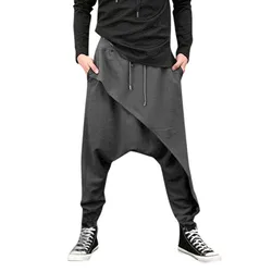 Men'S Casual  Pants Irregular Hem Loose Solid Color Yoga Hip Hop Trousers Wide Leg Harem Pant Fashion Cropped Pantalones 2024