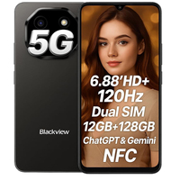 Blackview SHARK 6 AI Smartphone Android 15 Unisoc T8100 5G Mobile Phone 6.88'' Display 120Hz,  8+16GB RAM,128GB+2TB ROM, 5000mAh