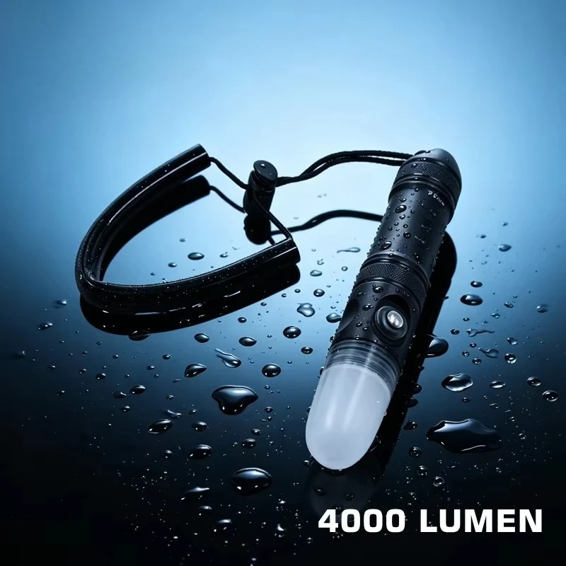 Prozhaozhu 4000 Lumen IP68 Waterproof 100M Underwater Signal Light Rechargeable Strobe Buddy Signal Light for Scuba Divers