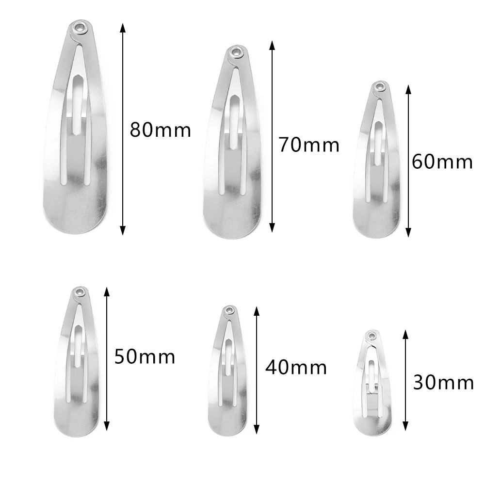 50pcs/lot Multiple Size Water Droplet Shaped Hair Clip For Girls Children DIY Hairpin Jewelry making Cute Hairgrips Accessories