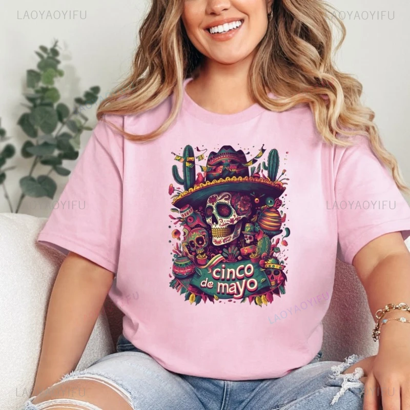 

Day of The Dead Apparel for Your Cinco De Mayo Festivities Cotton Graphic T Shirts The Dead Design Summe Women Printed T-shirt