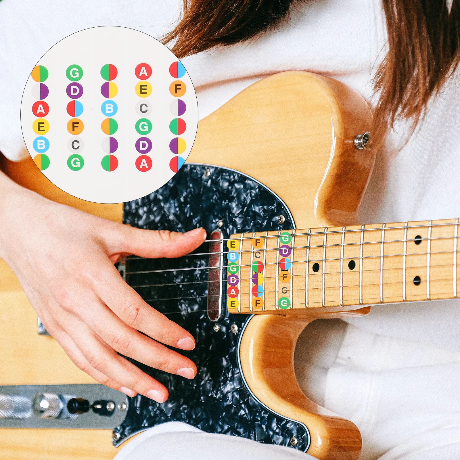 ملصقات مذكرة لوحة الفريتس للجيتار من Ukulele، دليل وتر ذاتي اللصق مطبوع بألوان زاهية لسهولة ممارسة التعلم