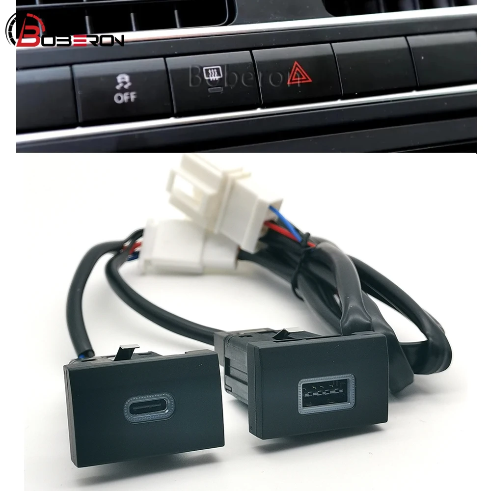 

Красный светодиодный светильник, быстрое зарядное устройство QC3.0 USB Type C PD, двойная розетка, адаптер для зарядки телефона для VW POLO 2011 2012 2013, аксессуары