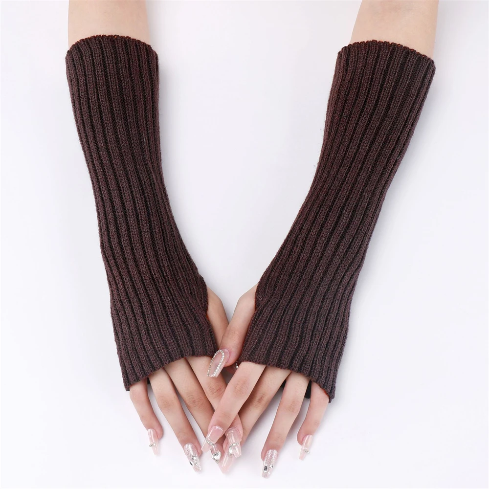 1pair Fingerless Gloves Womens Autumn Winter Work Gloves Warm Soft Elastic Exposed Finger Hand Accessories