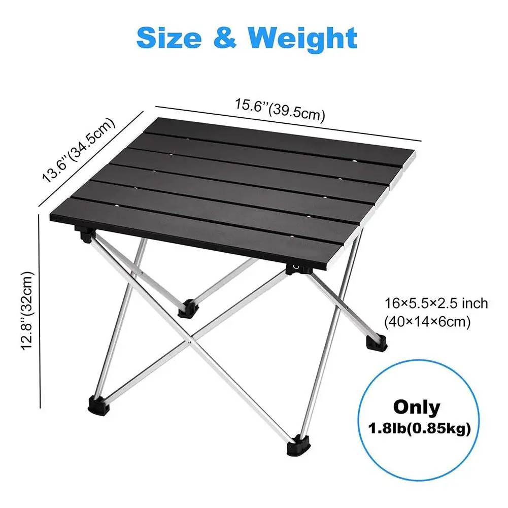 1PC Portable Camping Table Aluminum Folding Beach Table With Storage Bag For Outdoor Camping Hiking Backpacking Picnic