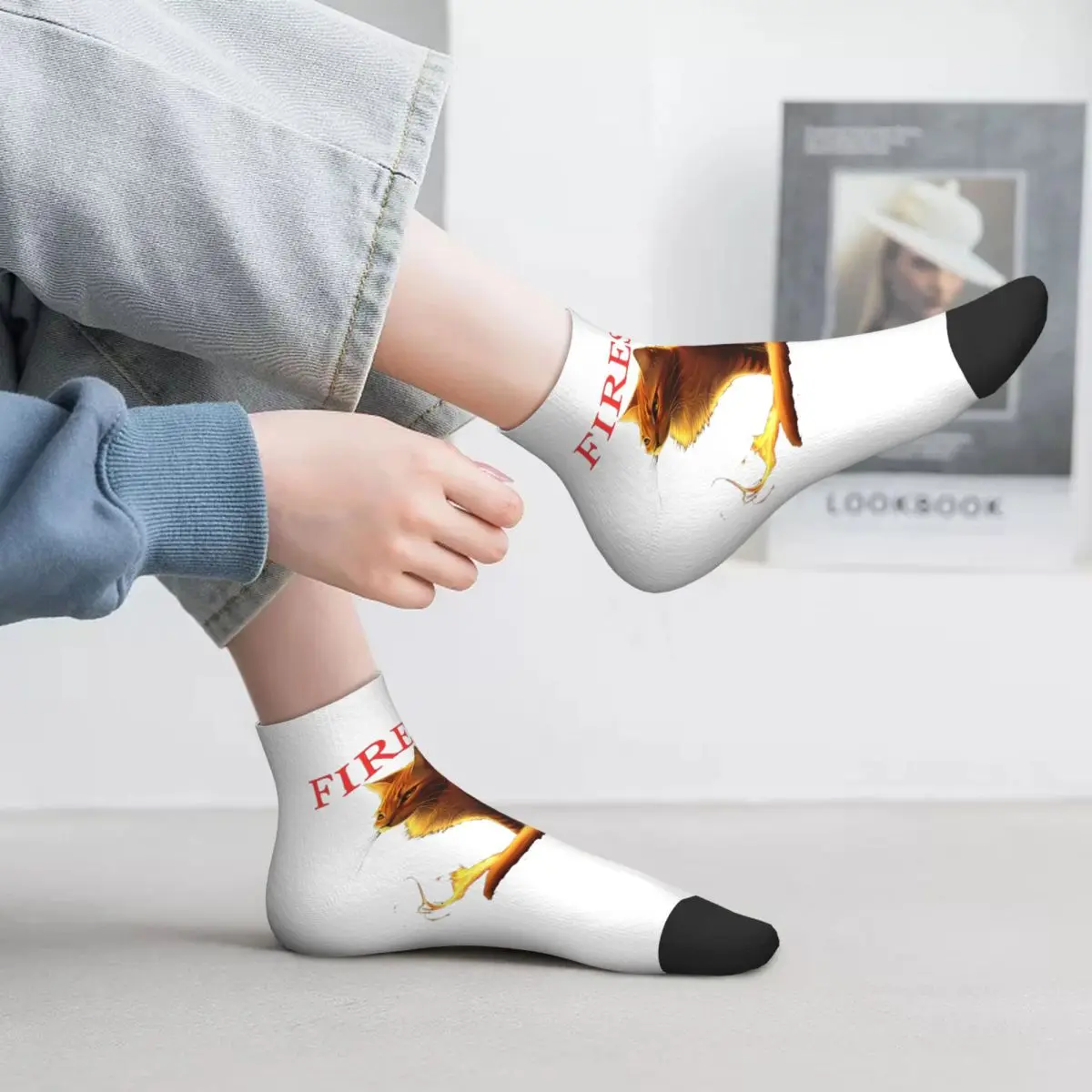 

Warrior Cats - носки Firestar, чулки высокого качества в стиле Харадзюку, всесезонные носки, аксессуары для подарков унисекс