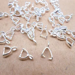 200PCS/Lot 925 Silver Clasps Pinch Clips Bails Charm Melon Seeds Buckle Pendant DIY Necklace Bracelet Connectors Jewelry Finding