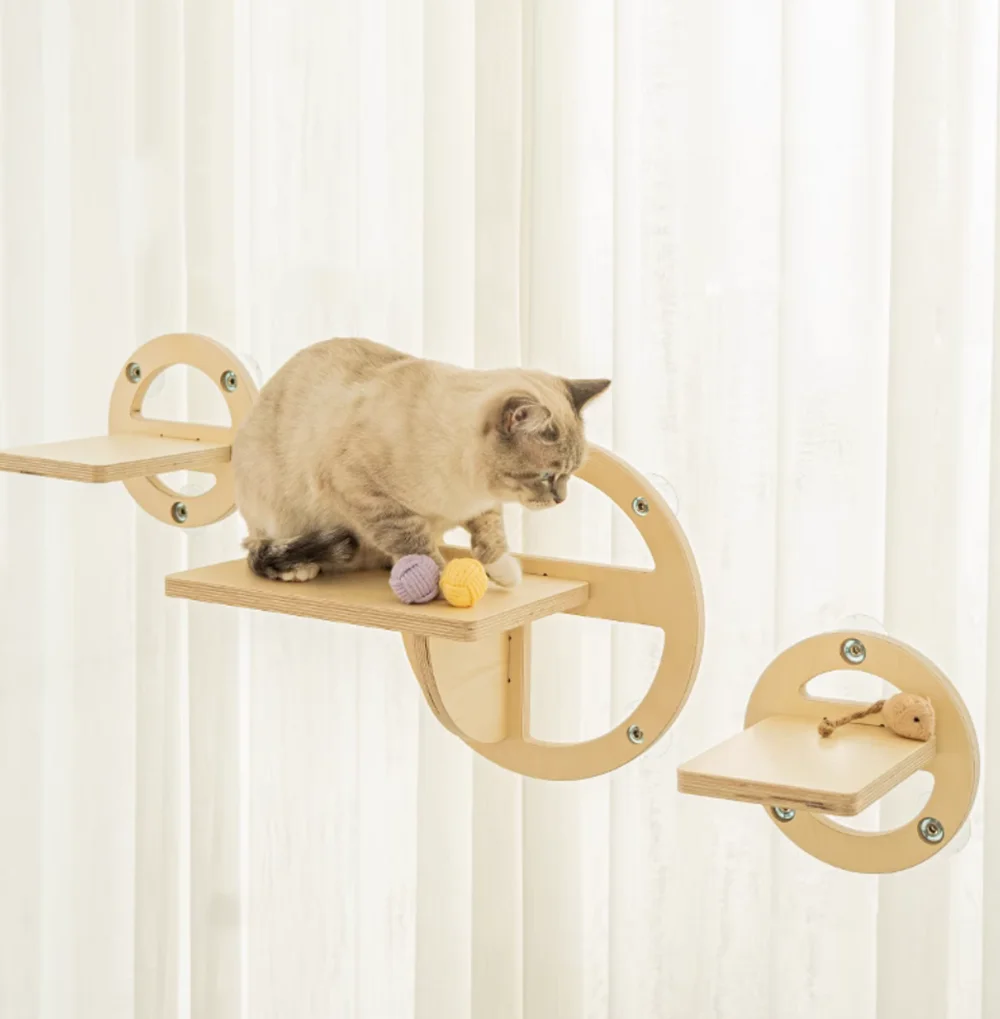

Настенная круглая платформа для прыжков с кошками разных размеров, из массива дерева, красивый дом, подходит для кошек для игр и прыжков.