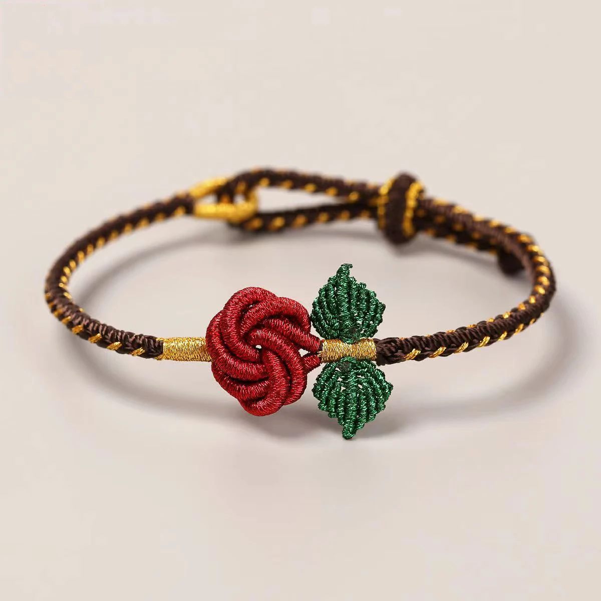 Bracciali rosa per le donne mamma regali unici fatti a mano stringa rossa Indie progettato carino corda intrecciata fiore gioielli a mano regolabili