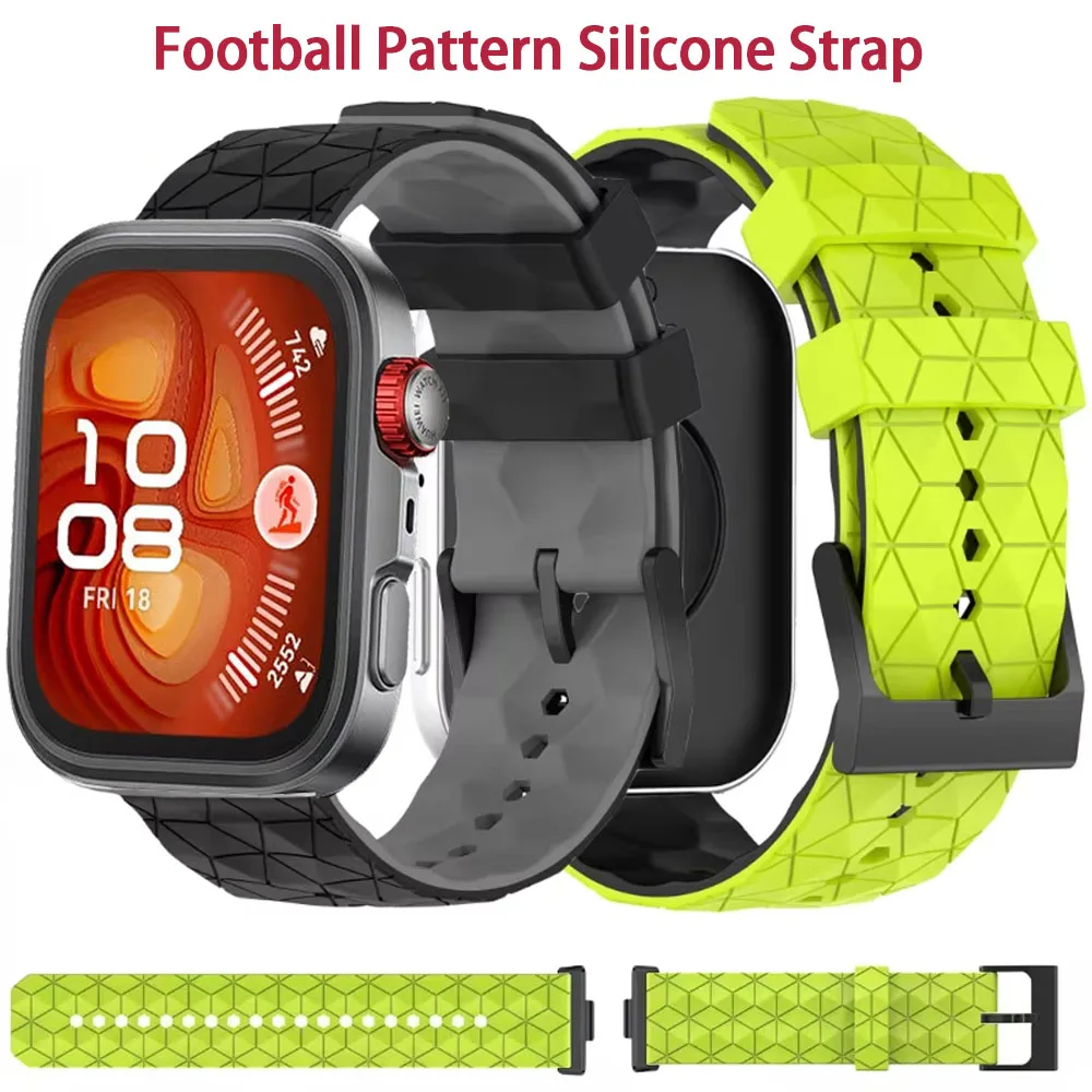حزام سيليكون بنمط كرة القدم لساعة Huawei Watch Fit 4/3/4Pro سوار معصم رياضي ناعم لساعة Huawei Watch Fit 4/Fit 4Pro Band