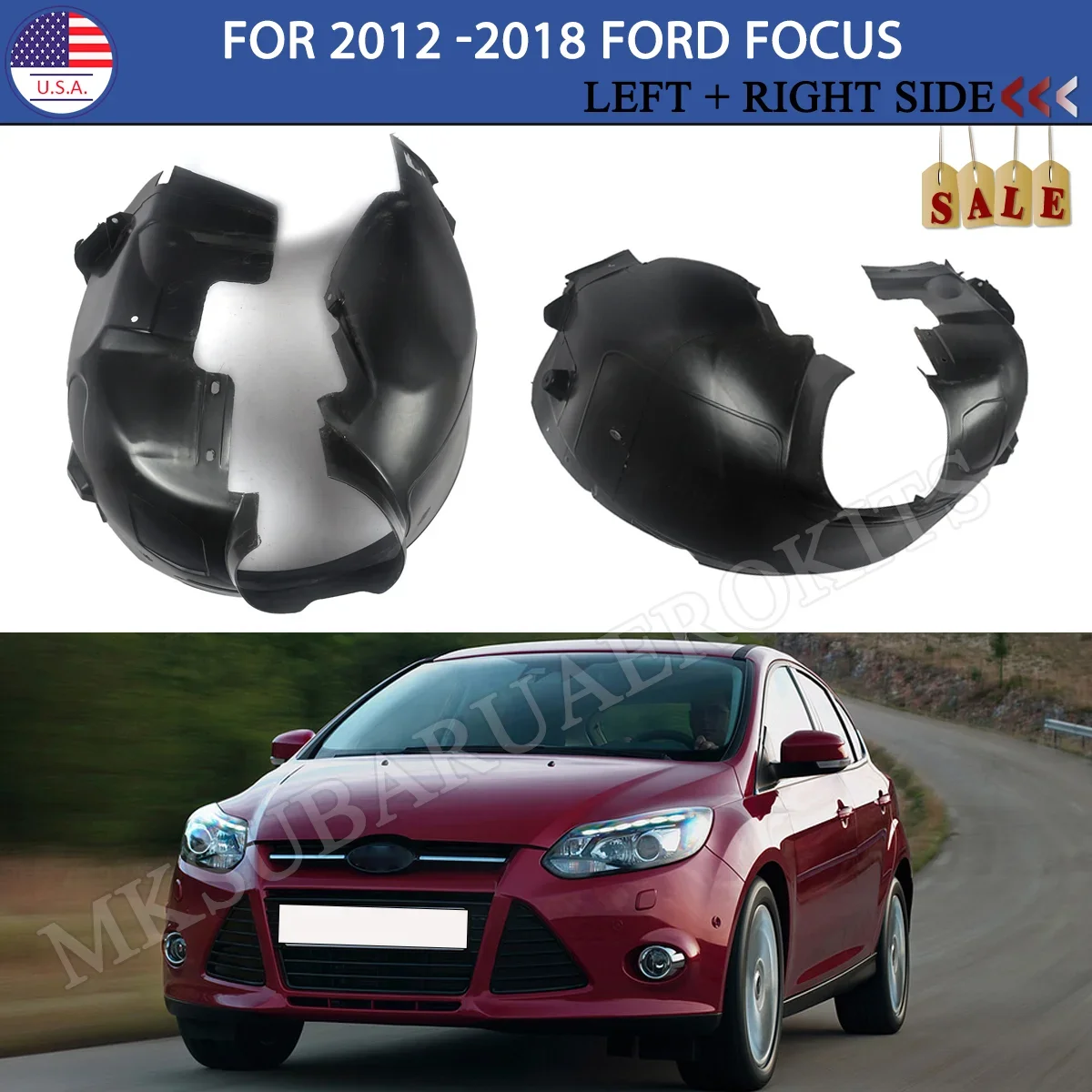 New Inner Fender Plastic Front Left and Right for Ford Focus 2012-2018 US/EU Version