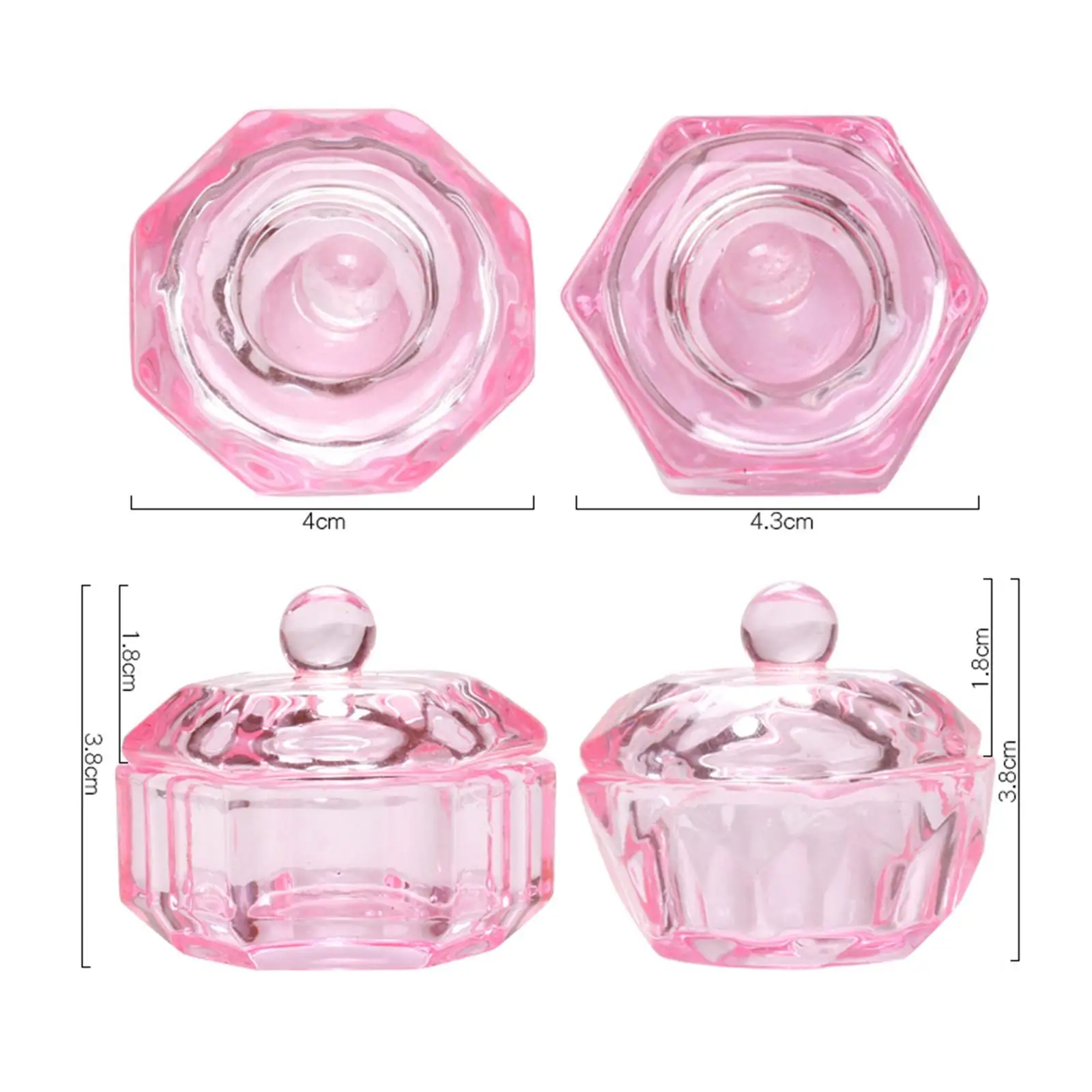 Cuenco de cristal, cristalería con tapa, contenedor de cristal, soporte para herramientas de cuidado de manicura, para líquidos acrílicos y principiantes