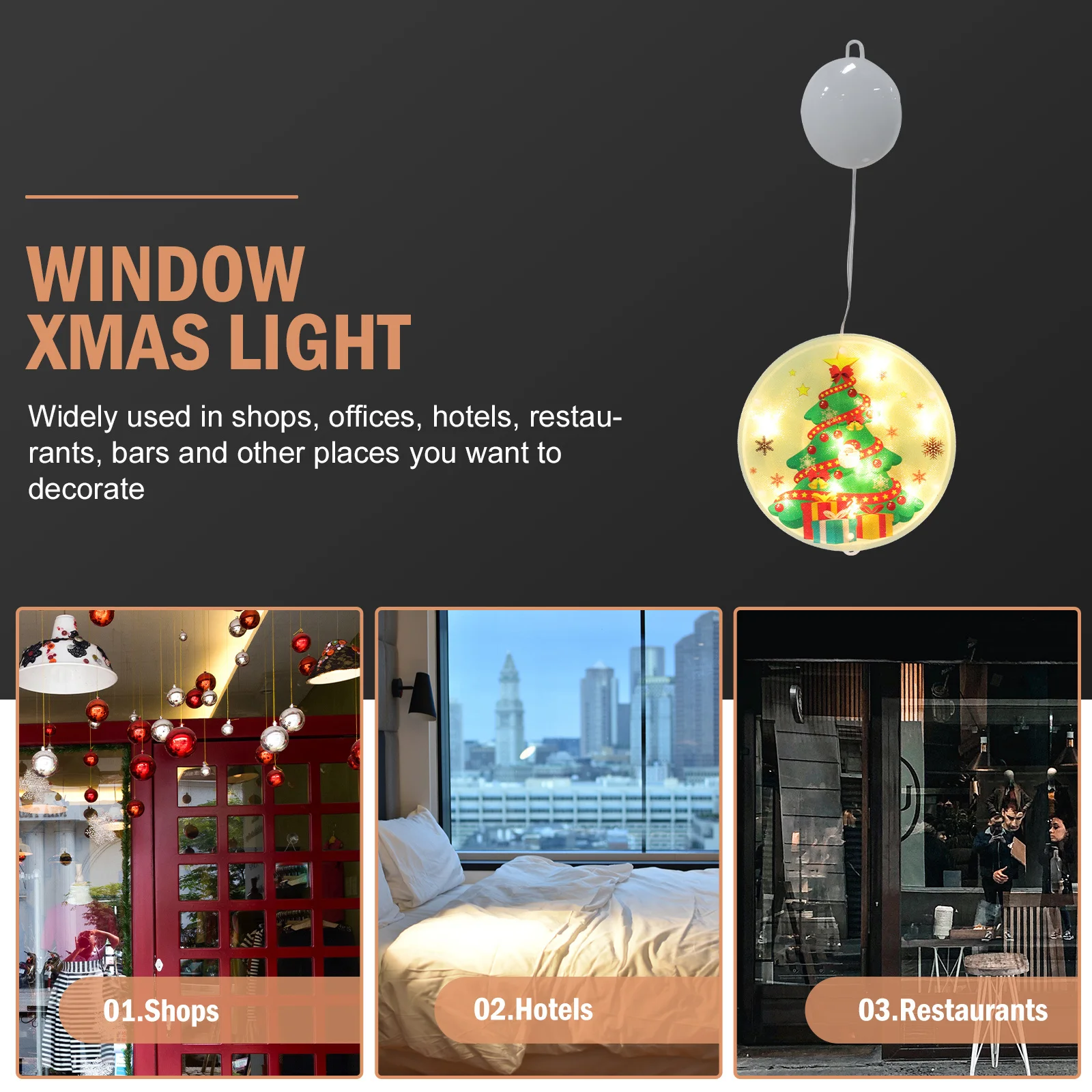 

1Pcs Xmas Decorative LED Hanging Light Christmas Window Pendant Light Board Party Shop Showcase Decoration Shop Window Decor