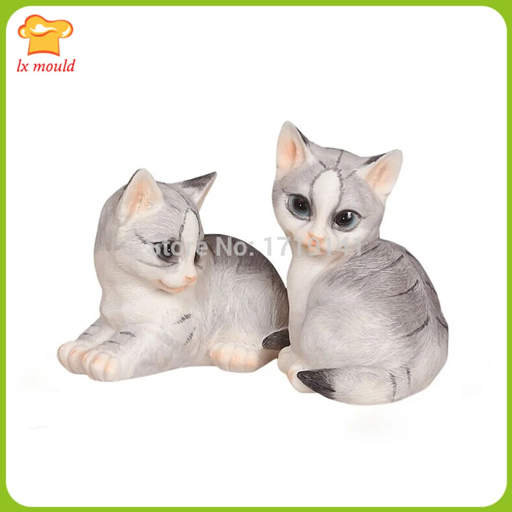 3D Cat Silicone Mould Multi-Purpose for Cake Toppers Chocolate Clay Soap Candle Resin Concrete - Kitchen Craft