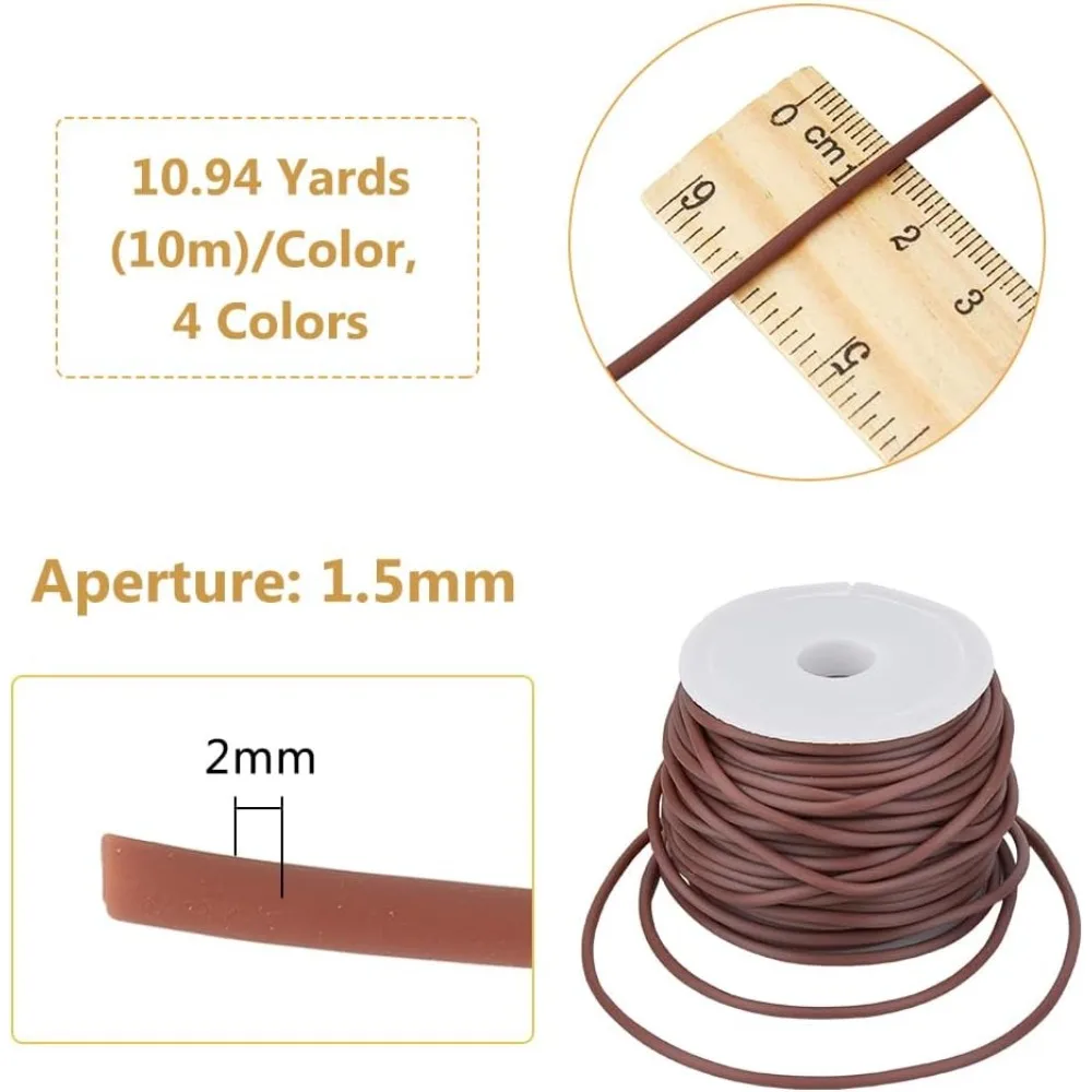 4 Colors 43.76 Yards Hollow Tube Cord PVC Plastic Barber Cord with 1mm Hole Synthetic Rubber Elastic Cord Lanyard String