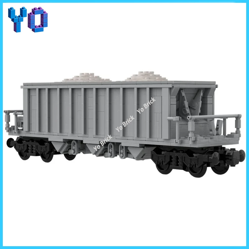 3-Bay Grain Hopper Car MOC Building Blocks Open Top Freight Railcar Desktop Brick Collectible