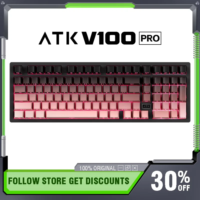 ATK V100 Tri-Mode Mechanical Keyboard Wireless Semi-Aluminium Gaming Large Column Low Latency Ergonomic Design Gaming Office