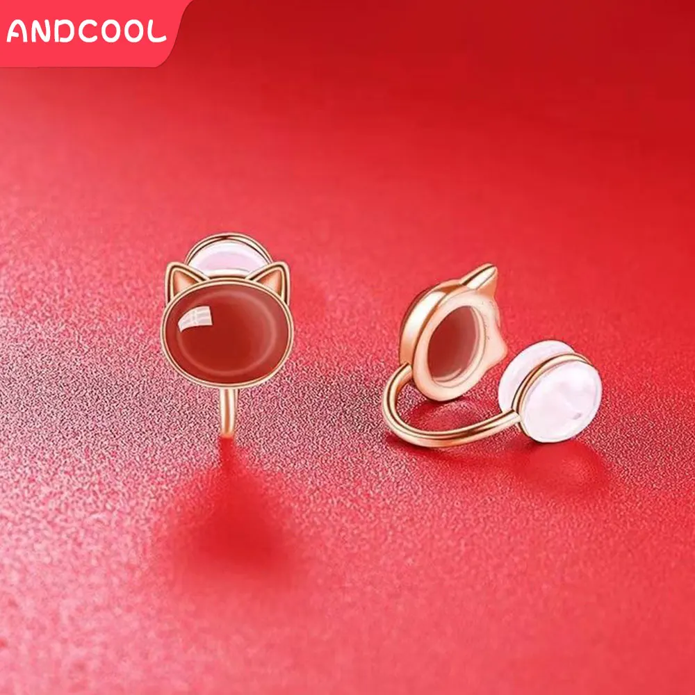 Andcool Clip On Earrings Women Non Piercing Earrings For Women Jewelry Ear Clip Fake Piercing Cute Cat Kittens Earrings Girls