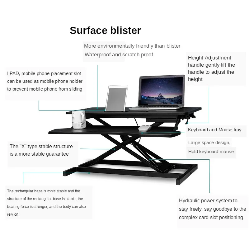 Tavolo regolabile per Computer supporto per tastiera altezza seduta tavolo pieghevole tavolo per Laptop tavolo di sollevamento cuscinetto sedentario forte