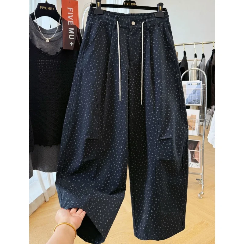

Loose Casual Floral Work Pants Men's Spring Autumn Faion Wide Leg Trousers Korean Sle Straight Cut Pants Youth Wear